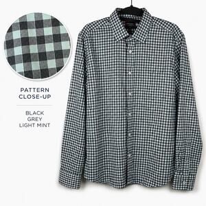 UNTUCKit Mens M Blue Gingham Check Slim Fit Long Sleeve Button Up Shirt Cotton